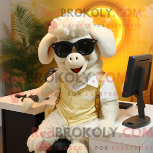 Cream Ram maskot kostume...