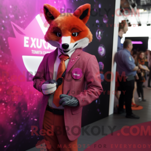 Magenta Fox mascot costume...