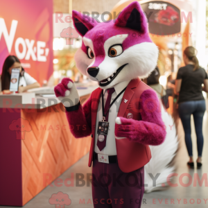 Magenta Fox mascot costume...