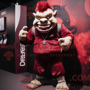 Maroon Ogre mascot costume...