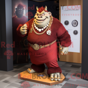 Maroon Ogre maskot kostume...