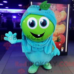 Cyan Apple mascot costume...