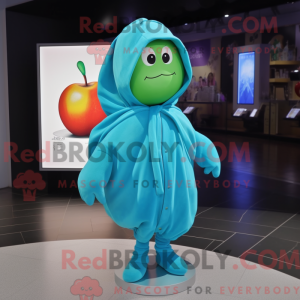 Cyan Apple maskot kostume...
