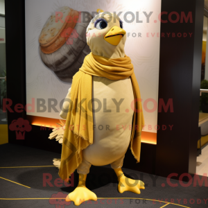 Gold Quail maskot kostume...