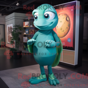 Teal Plum mascot costume...