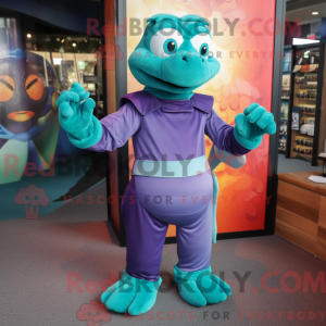 Teal Plum mascot costume...