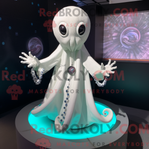Hvid Kraken maskot kostume...