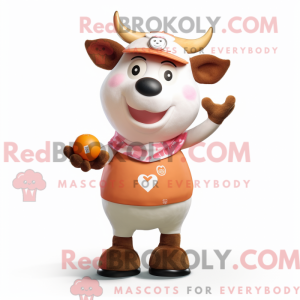 Peach Hereford Cow mascot...