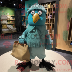 Cyan Crow mascot costume...