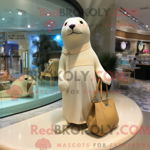 Cream Sea Lion maskot...