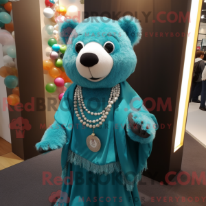 Teal Bear Maskottchen...