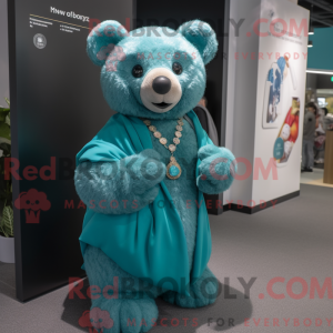 Teal Bear mascottekostuum...