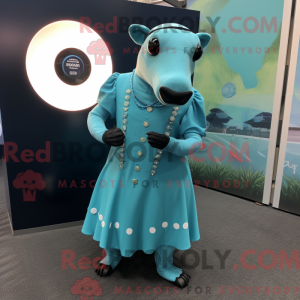 Cyan Tapir maskotdraktfigur...