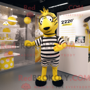 Gul Zebra maskot kostume...