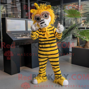 Yellow Zebra mascot costume...