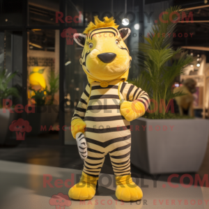 Gul Zebra maskot kostume...