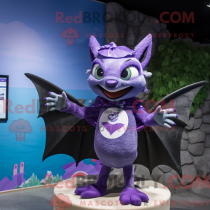 Purple Bat mascot costume...