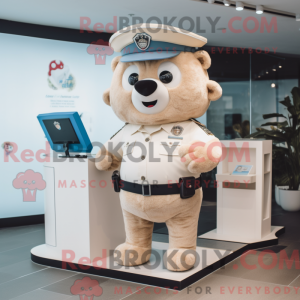 Beige Police Officer mascot...