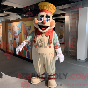 Crème clown mascottekostuum...