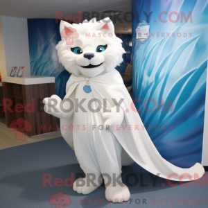 Hvid Lynx maskot kostume...