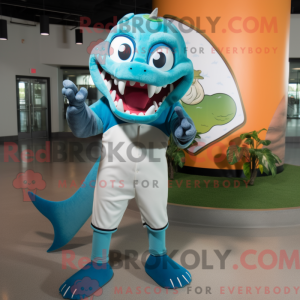 Cyan Barracuda maskot...