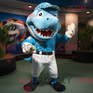 Cyan Barracuda maskot...