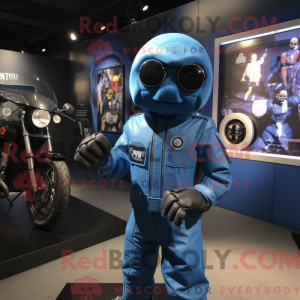 Blue Grenade mascot costume...