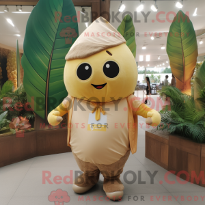 Beige Mango mascot costume...