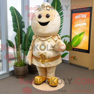 Beige Mango mascot costume...