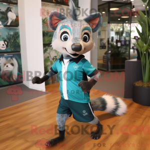 Teal Civet mascot costume...