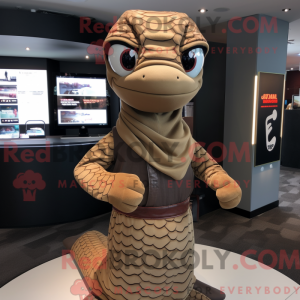 Brun Snake maskot kostume...