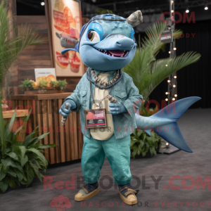 Teal Swordfish mascot...