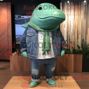Green Humpback Whale mascot...