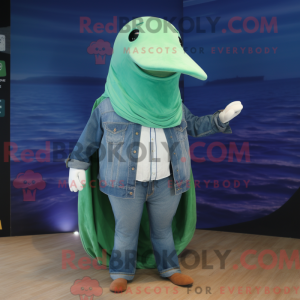Green Humpback Whale mascot...