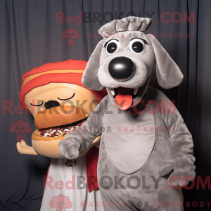 Grey Hot Dogs maskot...