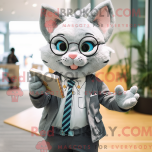 Grå katt-maskotdraktfigur...
