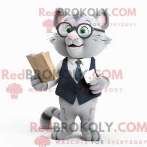 Grå katt-maskotdraktfigur...