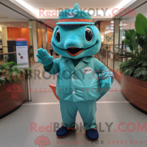 Turkis laks maskot drakt...