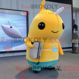 Yellow Narwhal mascot...