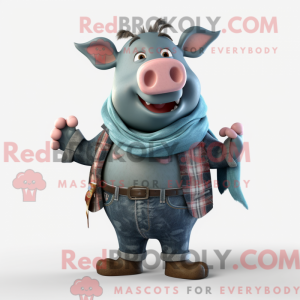 Sort gris maskot kostume...