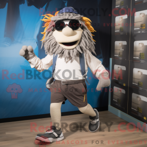 Gray Pirate mascot costume...
