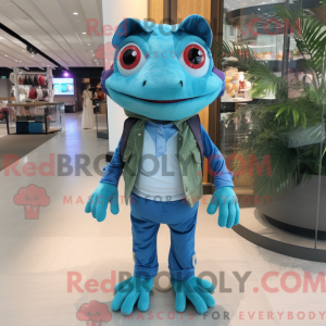 Blue Frog mascot costume...