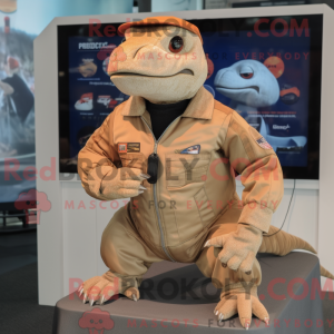 Peach Komodo Dragon mascot...