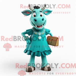 Teal Jersey Cow mascot...