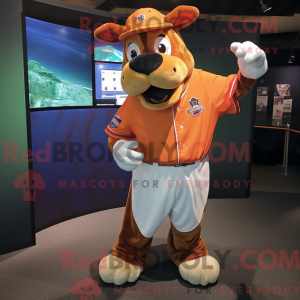 Orange Guernsey Cow mascot...