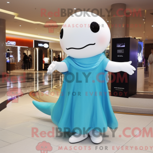 Cyan Beluga Whale mascot...