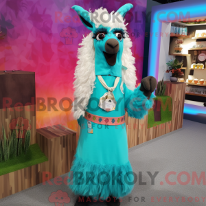 Turkis lama maskot kostume...