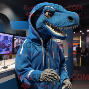 Blå Deinonychus maskot...