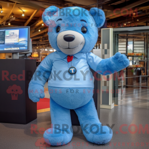 Himmelblå bamse maskot...