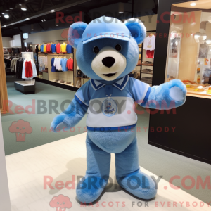 Sky Blue Teddy Bear mascot...